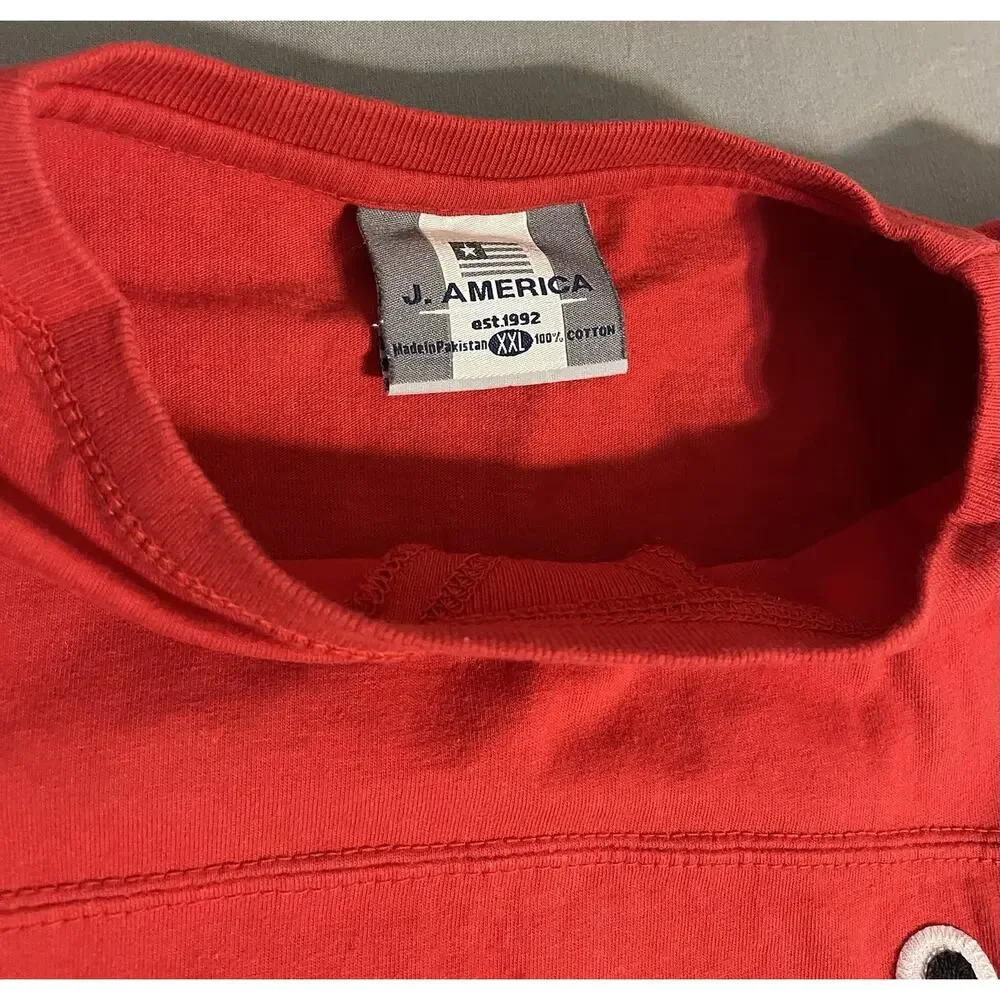 Georgia Bulldogs J. America Long Sleeve Shirt 2XL Red Black Stripes Excellent